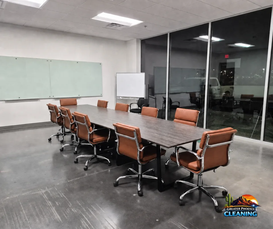 Greater Phoenix Cleaning conference room prepared for clients and employees