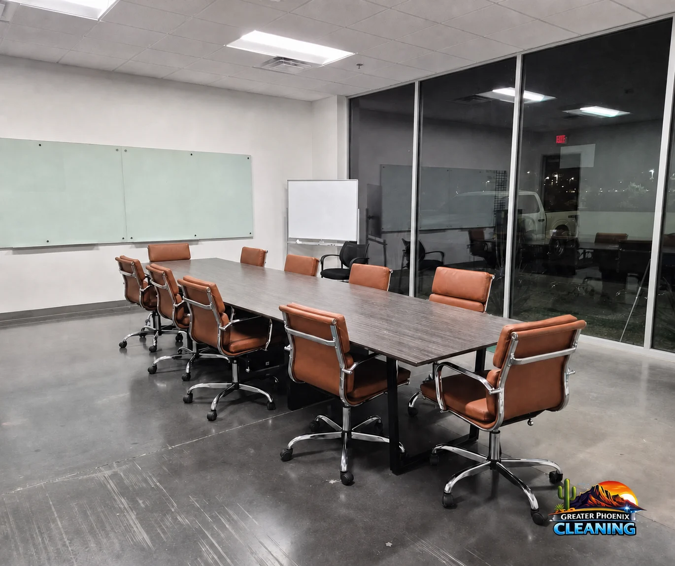 Greater Phoenix Cleaning conference room ready before clients and employees arrive
